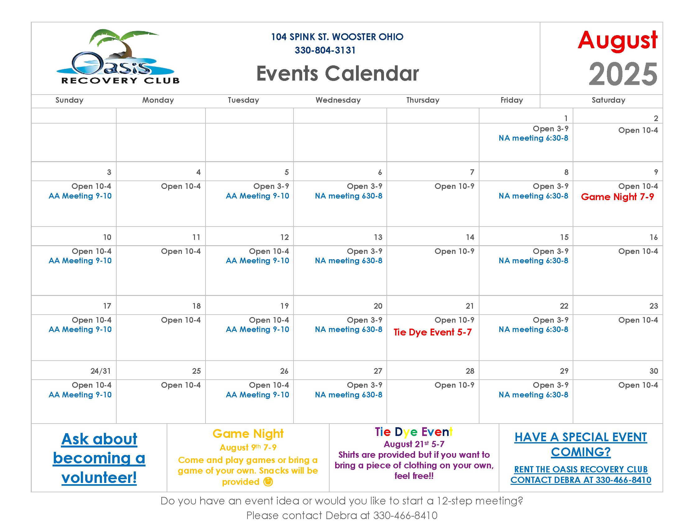 August Calendar