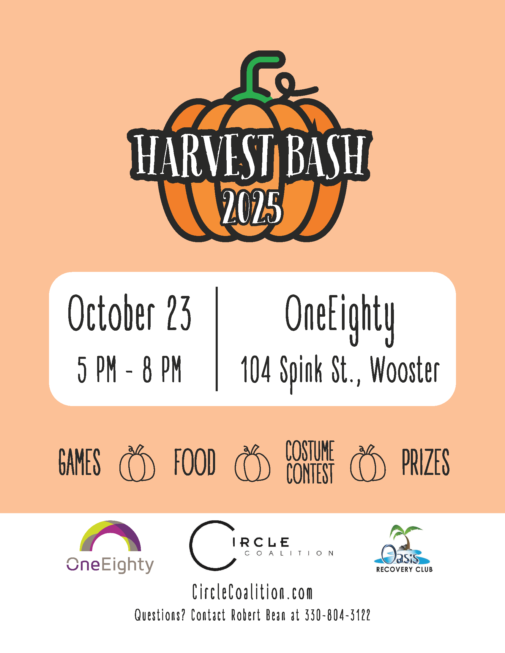 Harvest Bash 2025 on Oct 23 from 5-8 at OneEighty